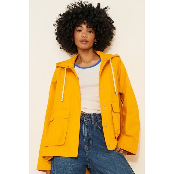 New Free People We The Free Seafarer Raincoat Jacket Waterproof in Yellow XS - Picture 1 of 7